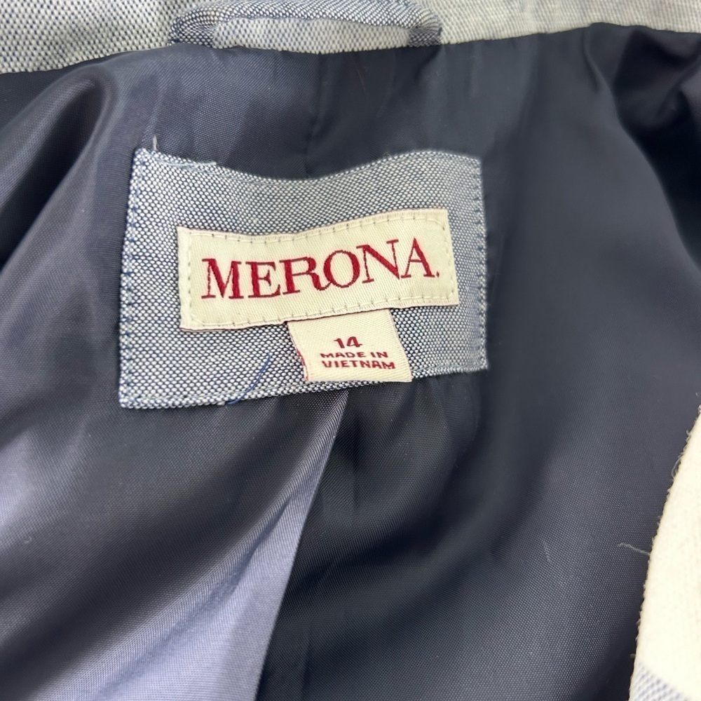 Merona 100% Cotton Striped Business Work Office One Button Blazer NWOT Size 14 - Picture 8 of 9